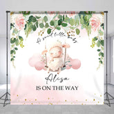 Aperturee - Aperturee Little Lamp Floral Custom Name Baby Shower Backdrop